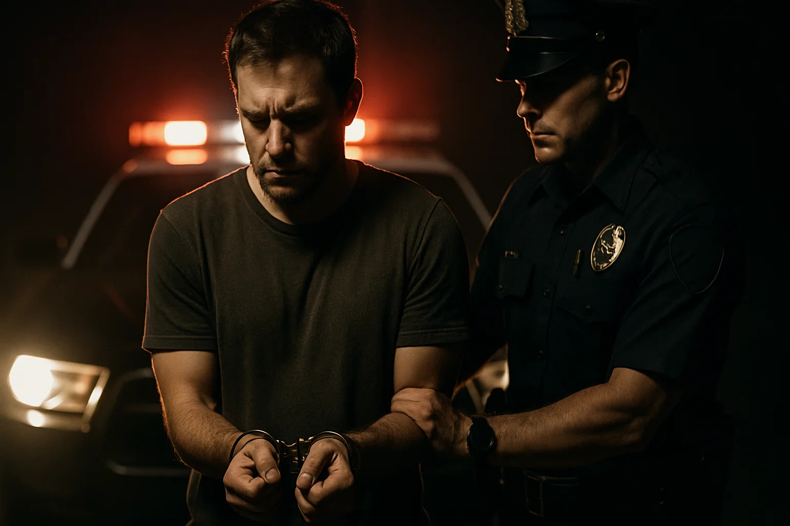 DUI drunk driving arrest man in handcuffs